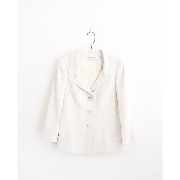 Vintage Jackets & Blazers - Vintage Saks Fifth Avenue Ecru Blazer Jacket sz 6
